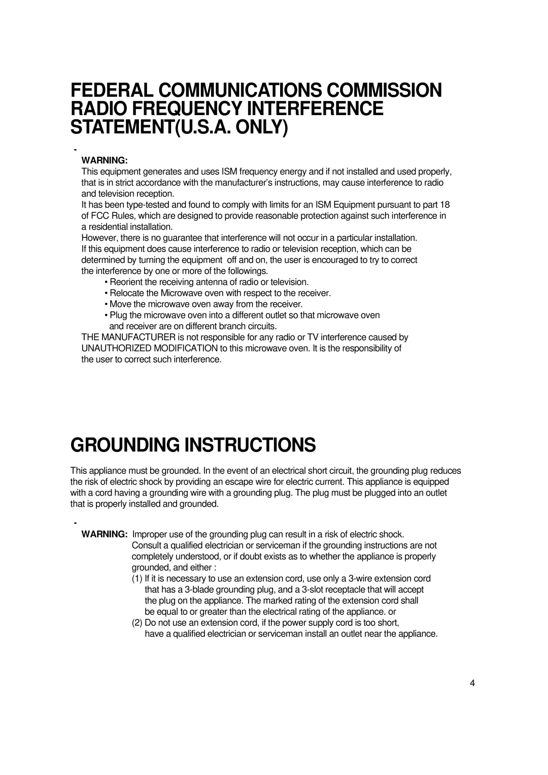 Magic Chef MCO2212ARW manual Grounding Instructions 