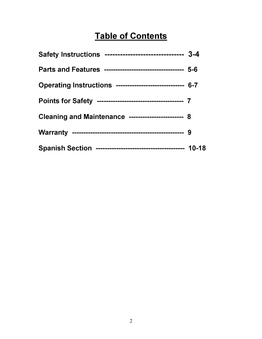 Magic Chef MCRC1W manual Table of Contents 