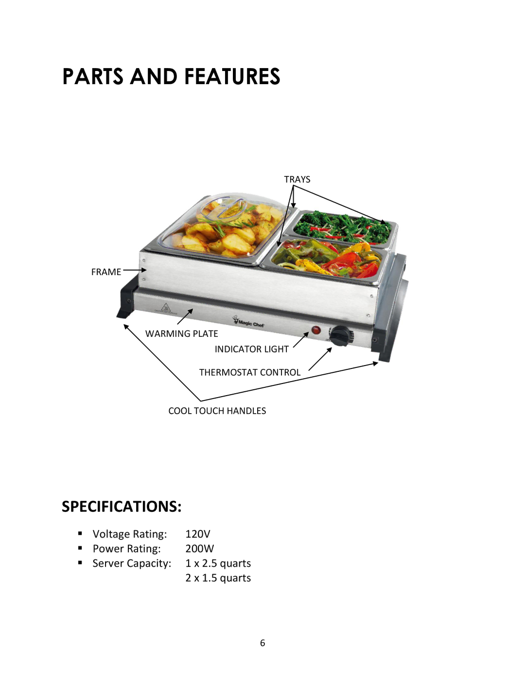 Magic Chef MCSBS2ST instruction manual Parts and Features 