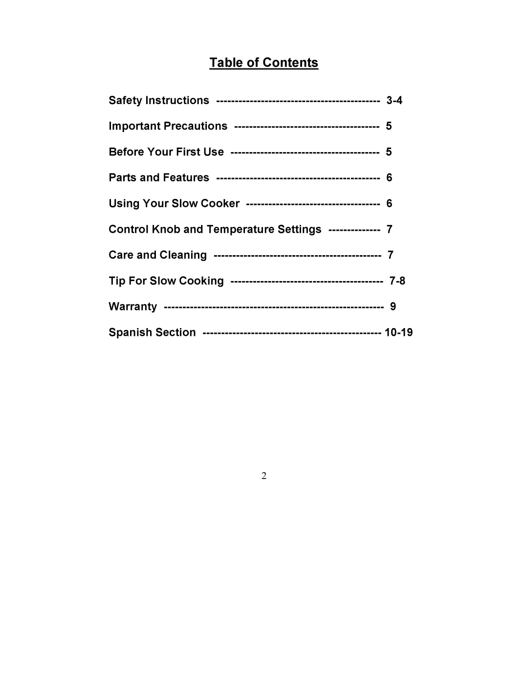 Magic Chef MCSC3COs, MCSC6WOs, MCSC6COs, MCSC3CRs, MCSC3WRs, MCSC3WOs manual Table of Contents 