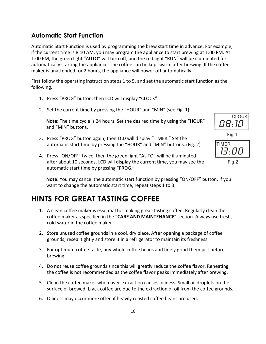 Magic Chef MCSCM12PST instruction manual Hints for Great Tasting Coffee 