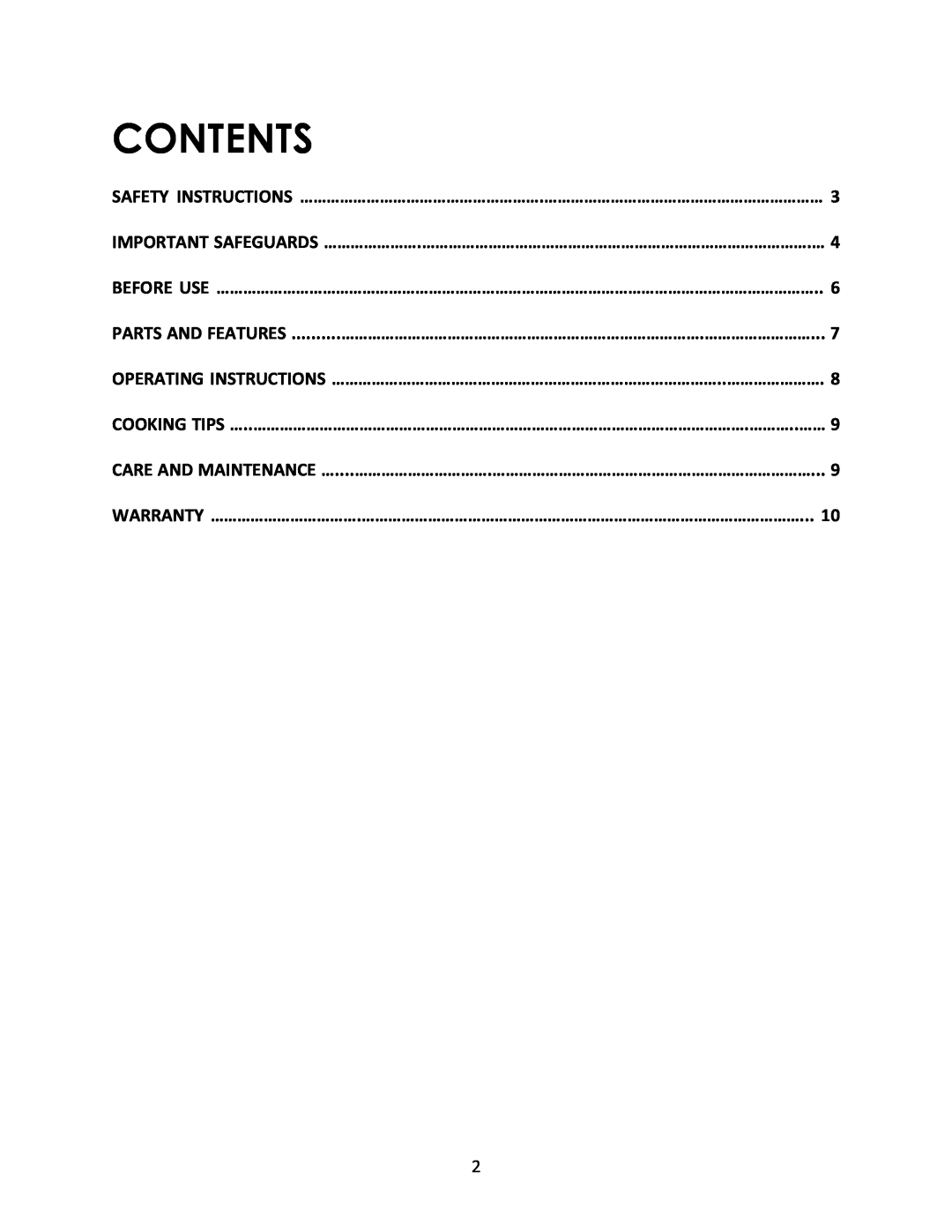 Magic Chef MCSG19B instruction manual Contents 
