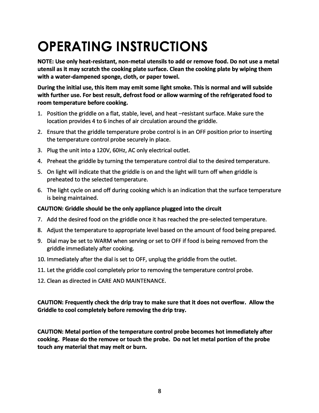 Magic Chef MCSG19B instruction manual Operating Instructions 