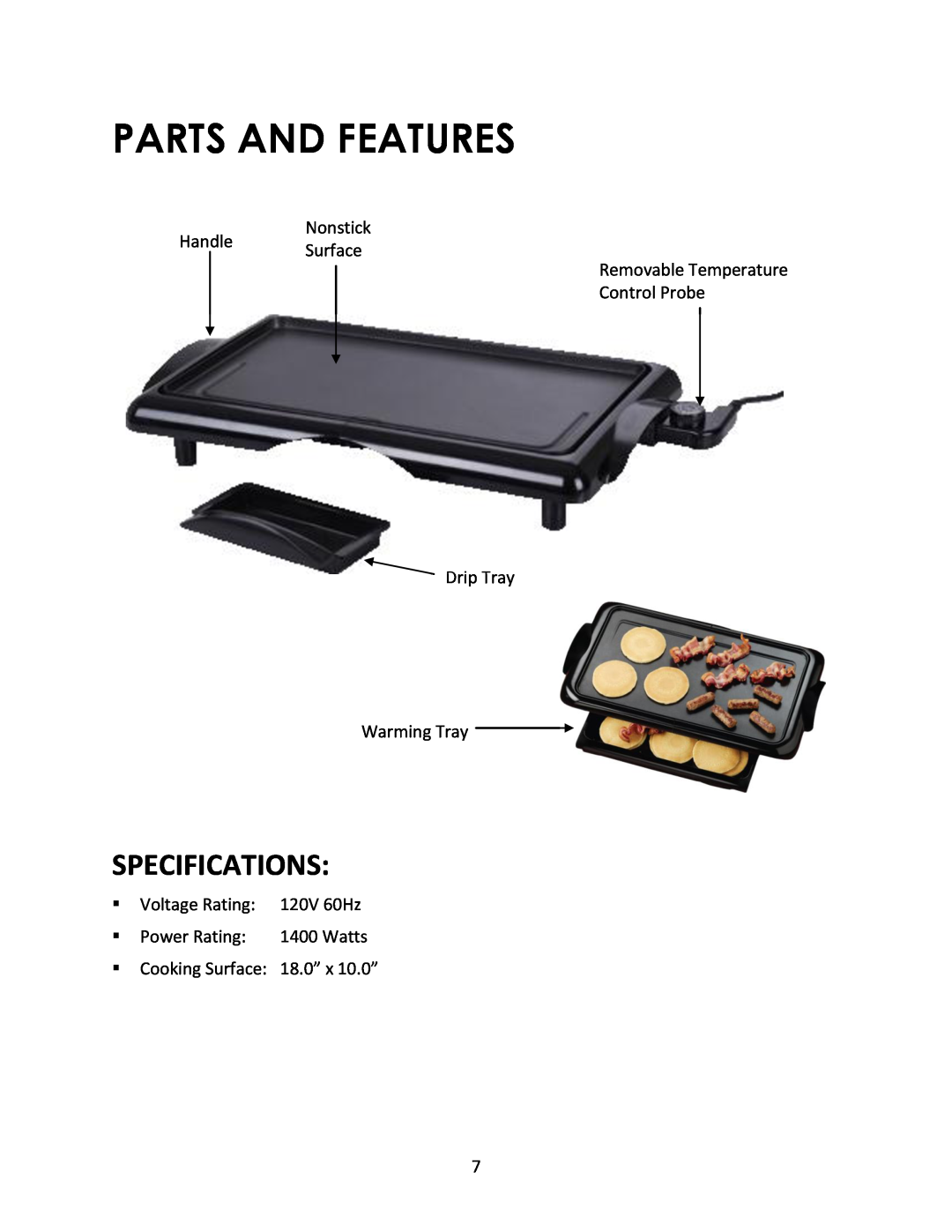 Magic Chef MCSG19B1 instruction manual Parts And Features, Specifications 