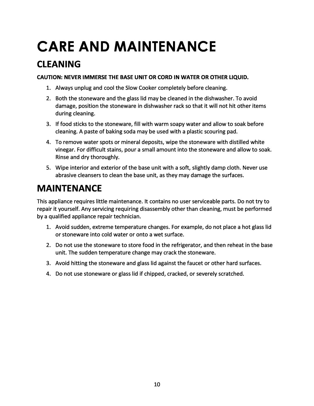 Magic Chef MCSSC5ST instruction manual Cleaning, Care And Maintenance 