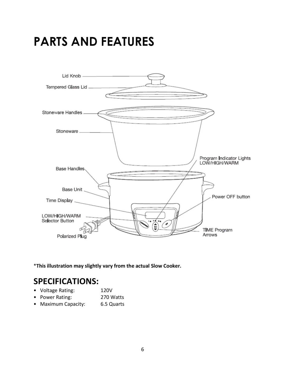 Magic Chef MCSSC6PST instruction manual Parts and Features 