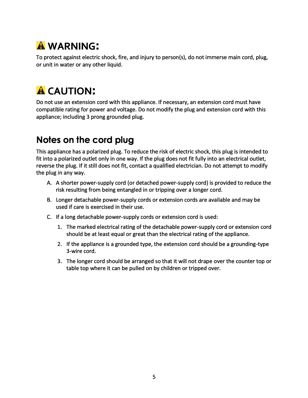 Magic Chef MCSSC6PST instruction manual Notes on the cord plug 