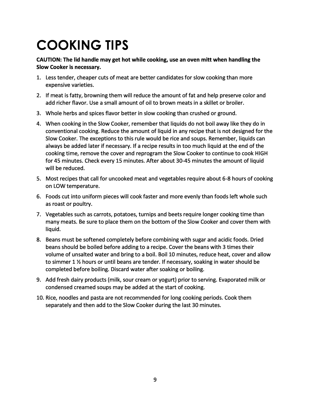 Magic Chef MCSSC6PST instruction manual Cooking Tips 