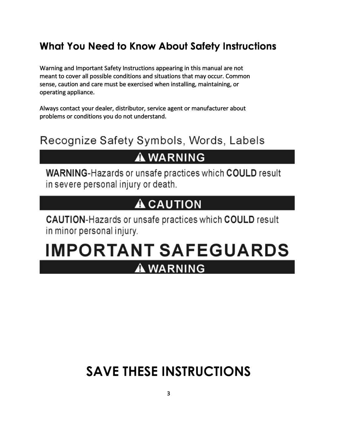 Magic Chef MCSTO4ST instruction manual Save These Instructions, What You Need to Know About Safety Instructions 