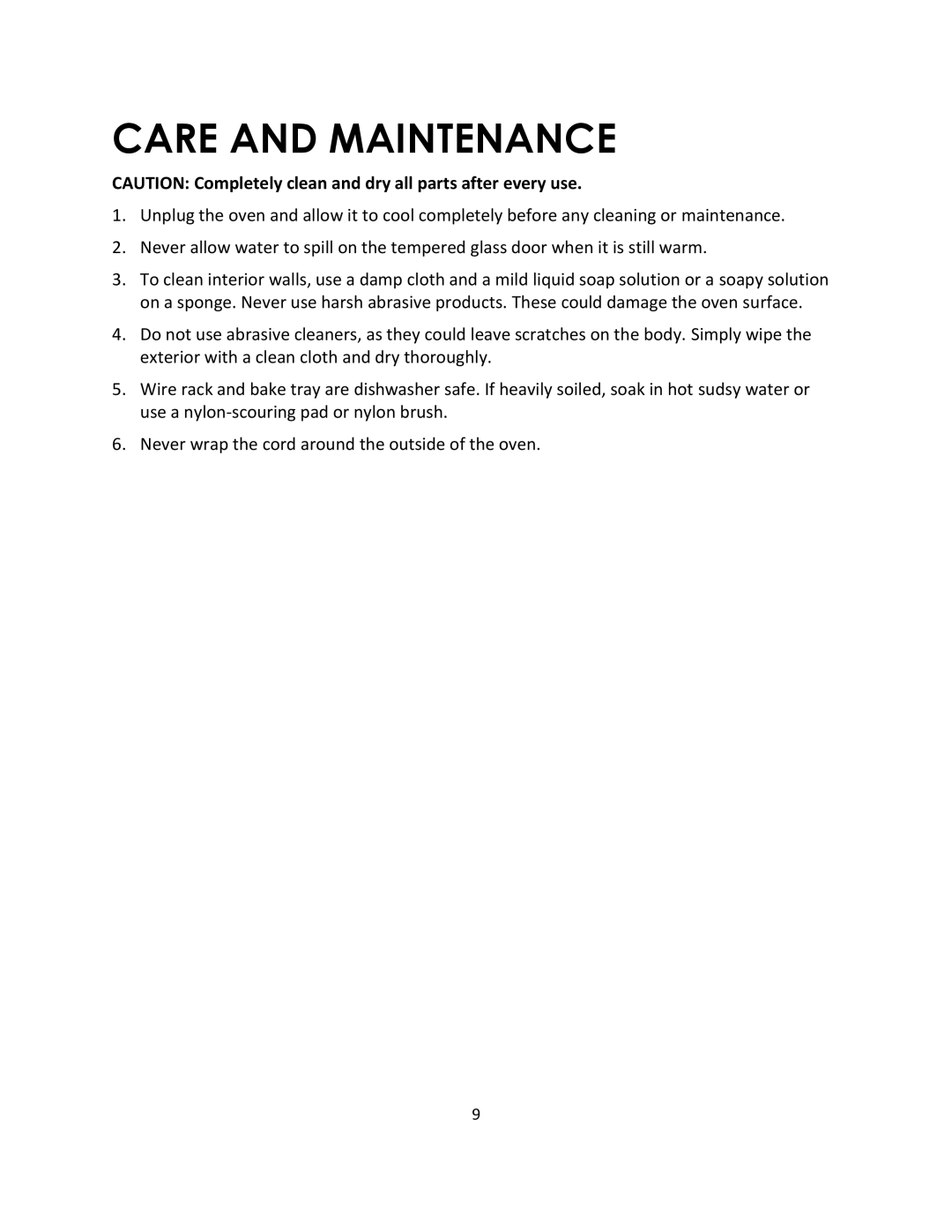 Magic Chef MCSTO6B instruction manual Care and Maintenance 