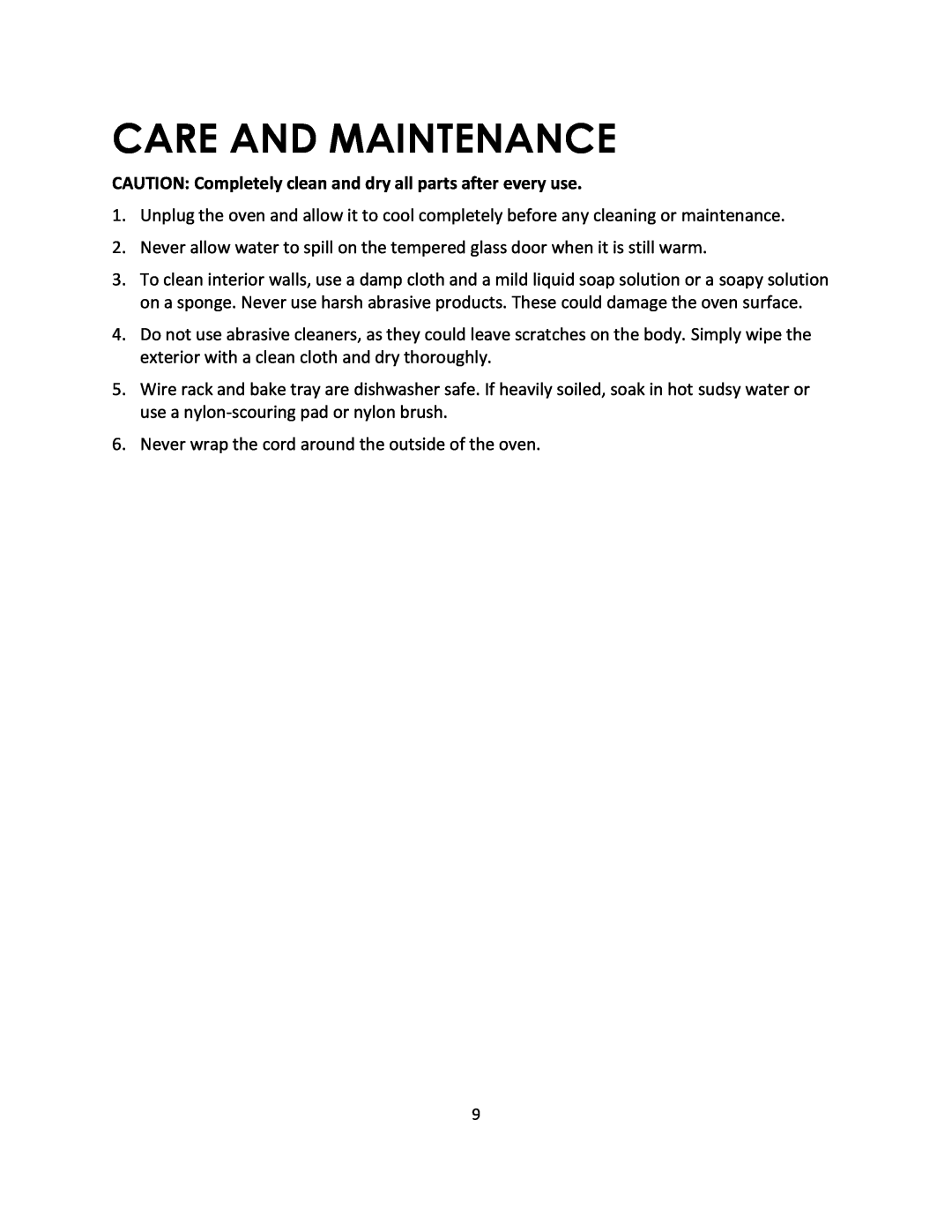 Magic Chef MCSTO6B instruction manual Care And Maintenance 