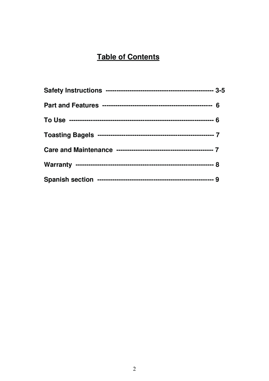 Magic Chef MCT2W1 operating instructions Table of Contents 