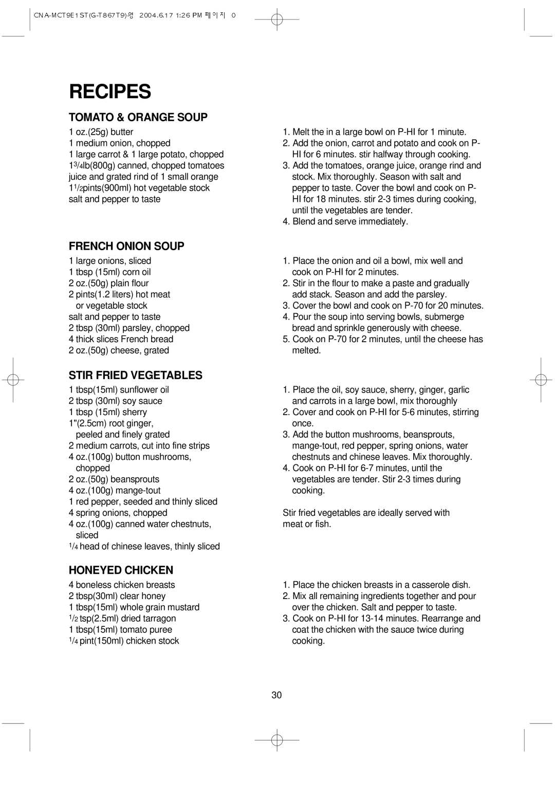 Magic Chef MCT9E1ST manual Recipes 