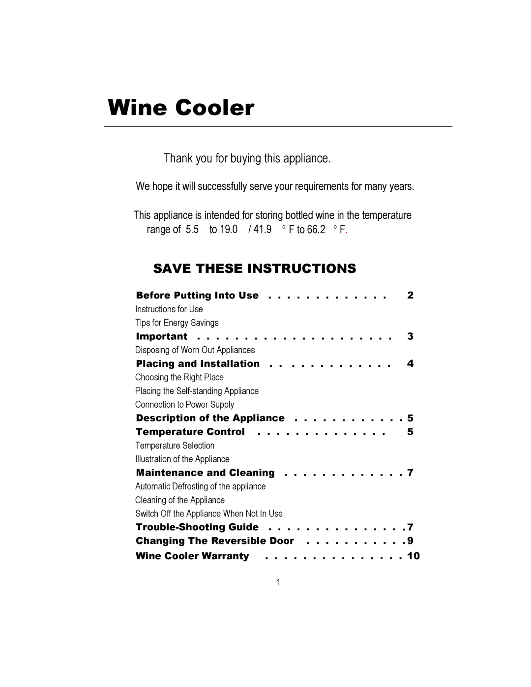 Magic Chef MCWC52B warranty Wine Cooler 