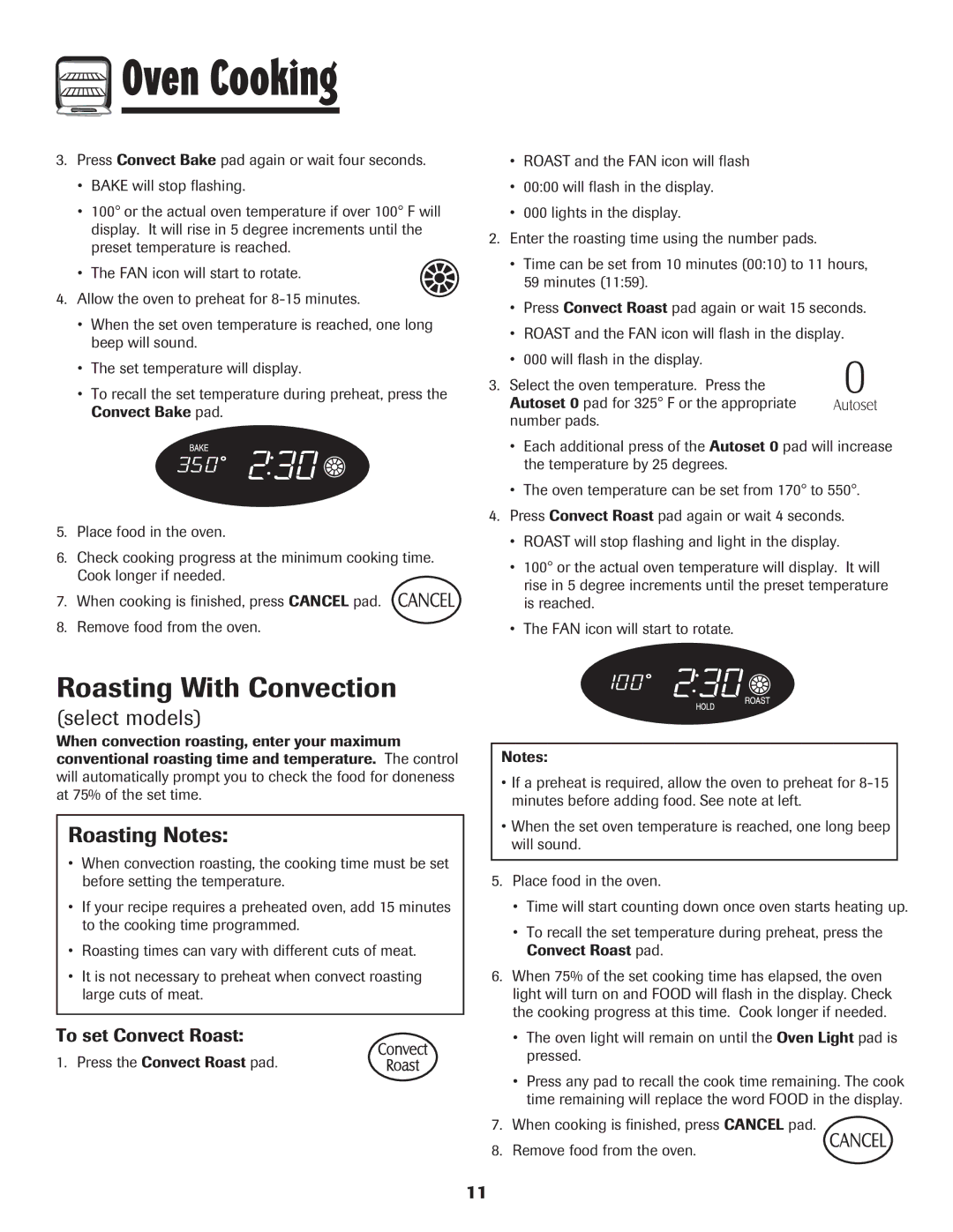 Magic Chef MEP5775BAF warranty Roasting With Convection, Roasting Notes, To set Convect Roast 