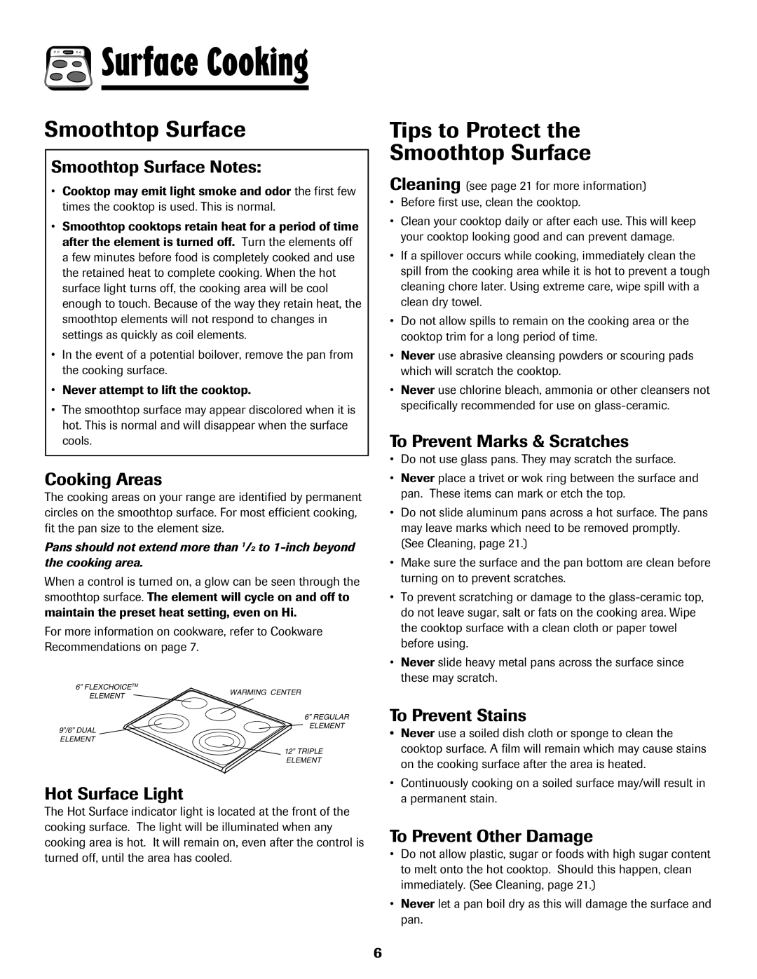 Magic Chef MEP5775BAF warranty Tips to Protect Smoothtop Surface 