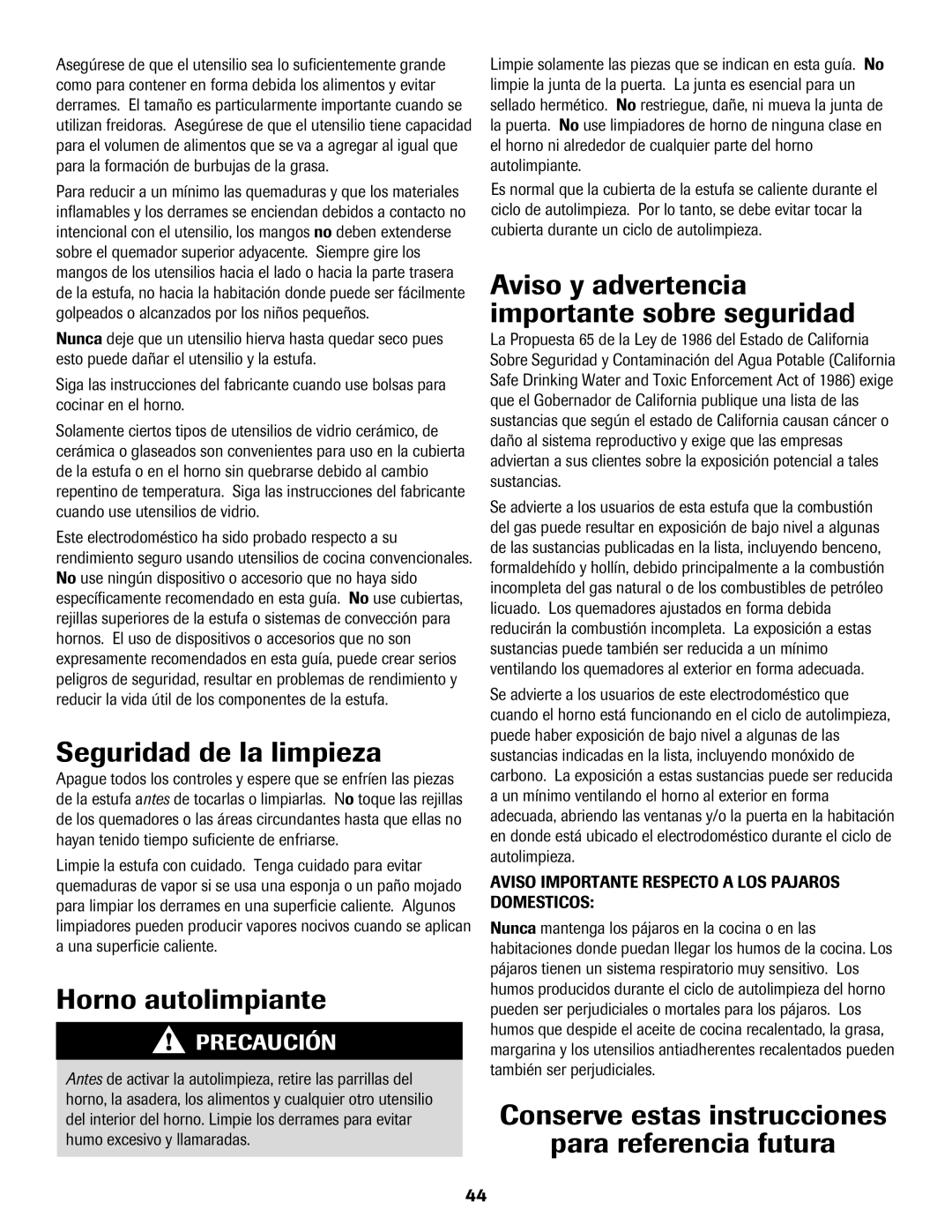 Magic Chef MGR5765QDW Seguridad de la limpieza, Horno autolimpiante, Aviso y advertencia importante sobre seguridad 