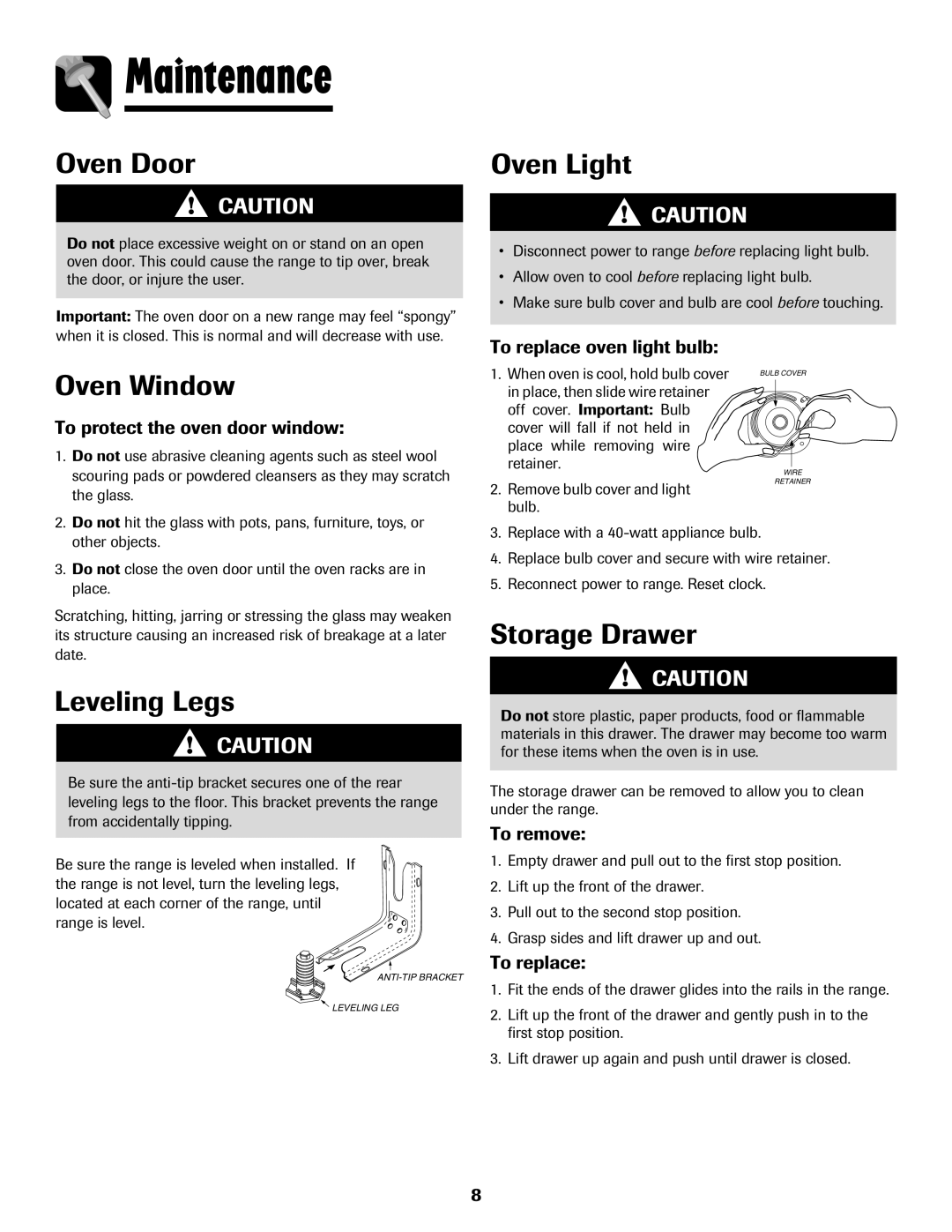 Magic Chef MGR5765QDW important safety instructions Maintenance 