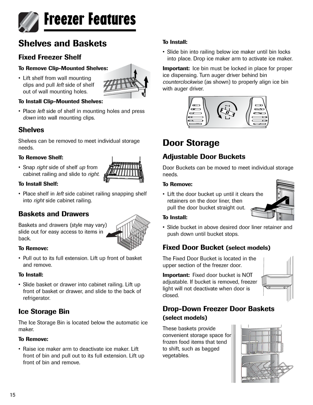 Magic Chef MSD2641KEB, 12842123 important safety instructions Shelves and Baskets, Door Storage 