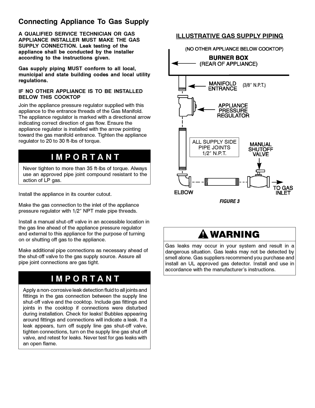 Magic Chef W10187822 installation manual Connecting Appliance To Gas Supply, Illustrative GAS Supply Piping 