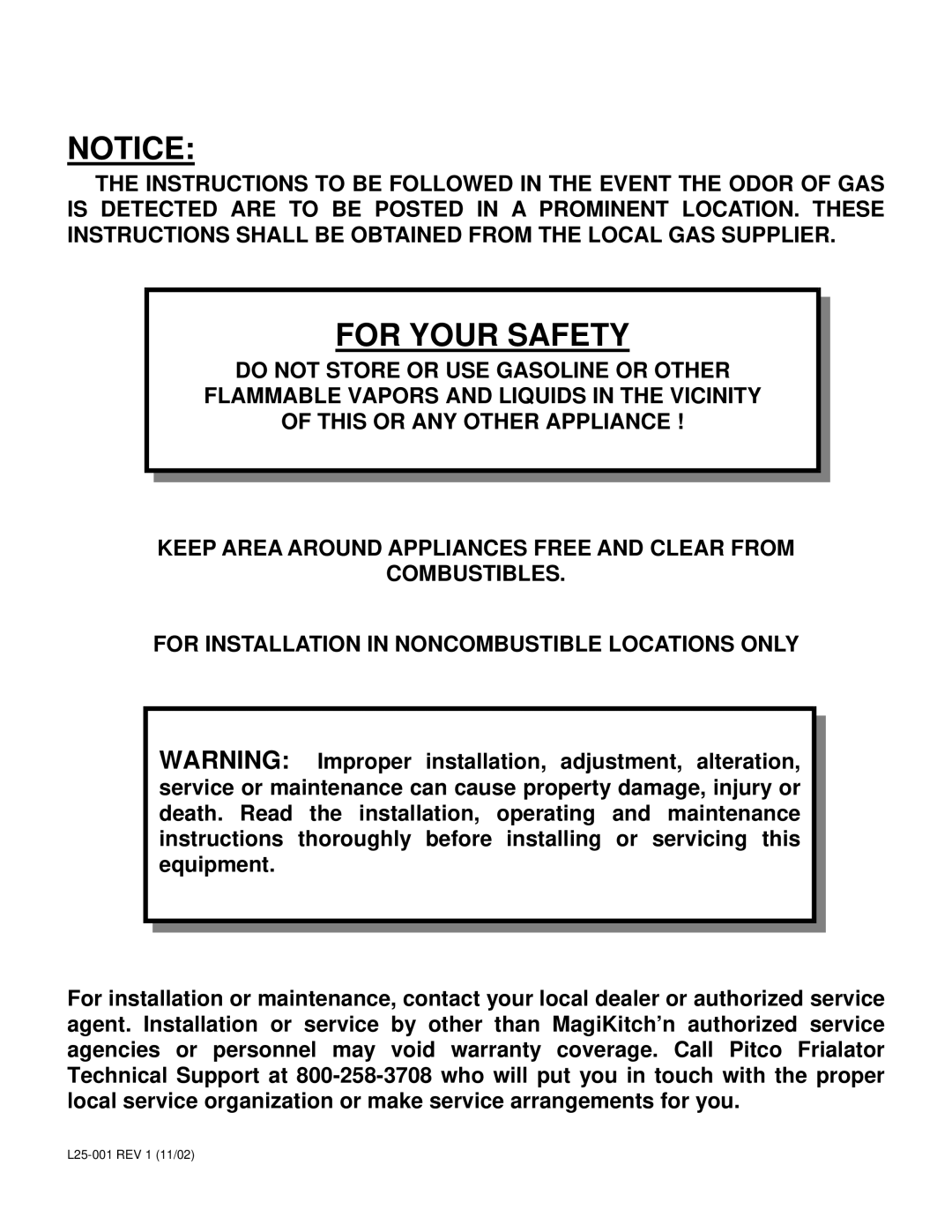 Magikitch'n 600 SERIES manual For Your Safety 