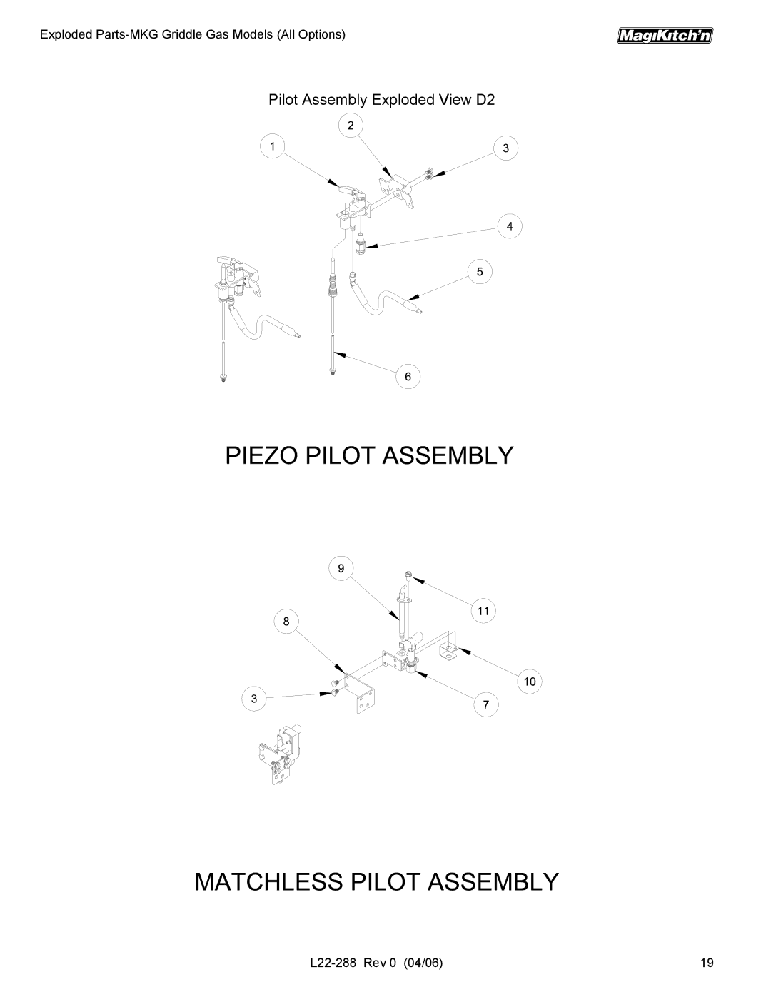 Magikitch'n L22-288 manual Pilot Assembly Exploded View D2 