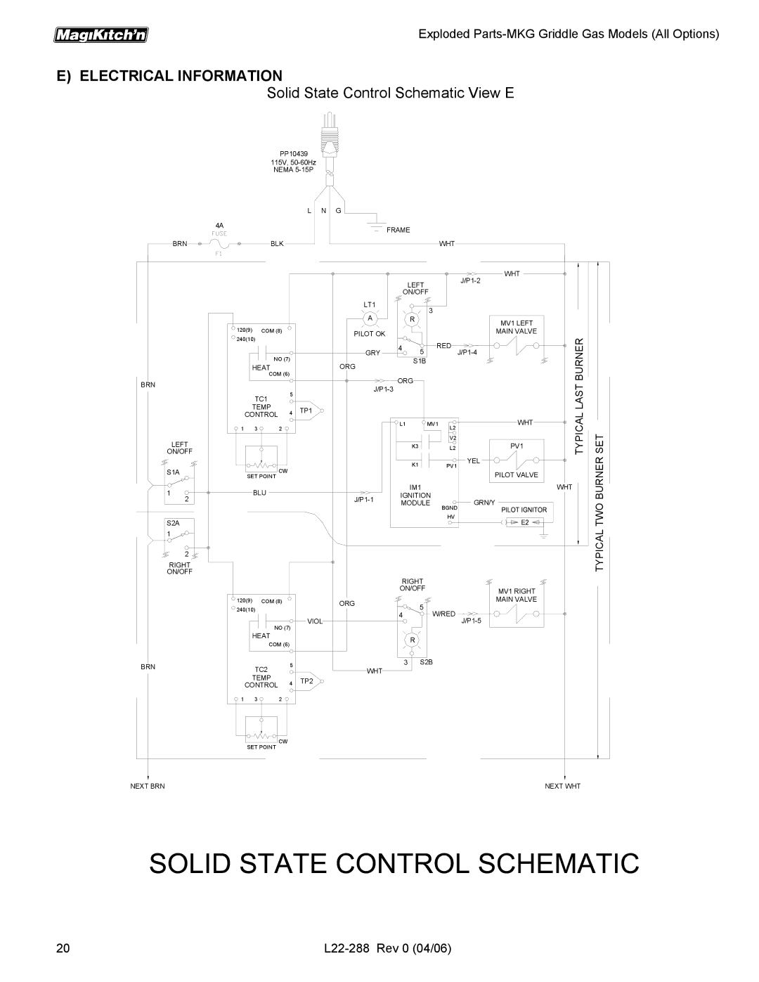 Magikitch'n L22-288 manual Solid State Control Schematic View E 