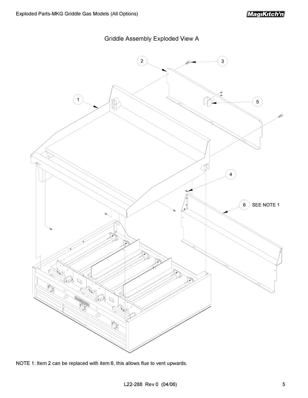 Magikitch'n L22-288 manual Griddle Assembly Exploded View a 