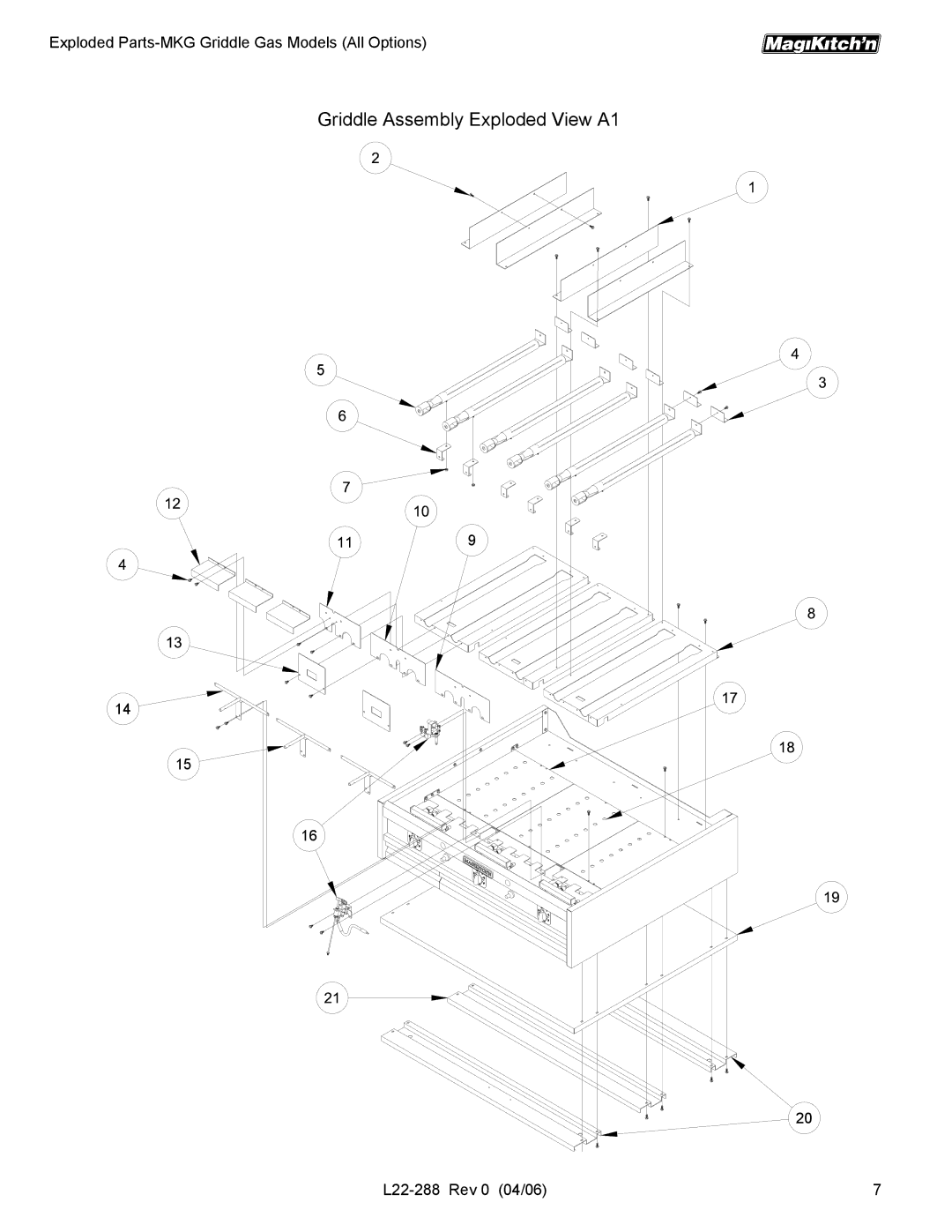 Magikitch'n L22-288 manual Griddle Assembly Exploded View A1 