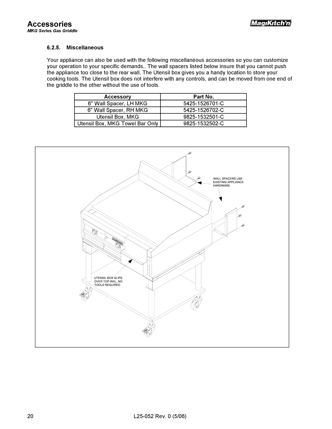 Magikitch'n MKG72, MKG36, MKG60, MKG24, MKG48 operation manual Miscellaneous, Accessory 