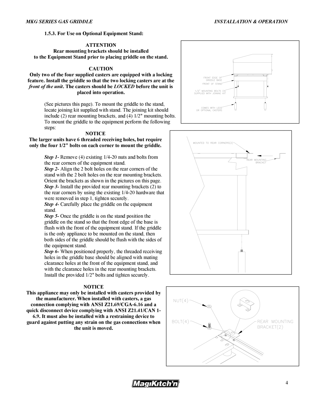 Magikitch'n pmn operation manual MKG Series GAS Griddle 