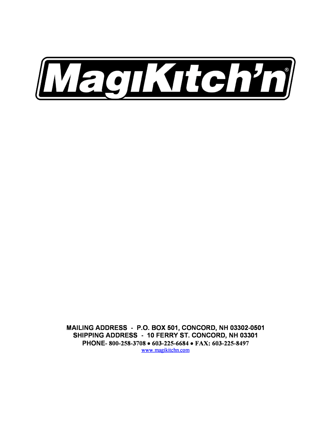 Magikitch'n pmn operation manual 