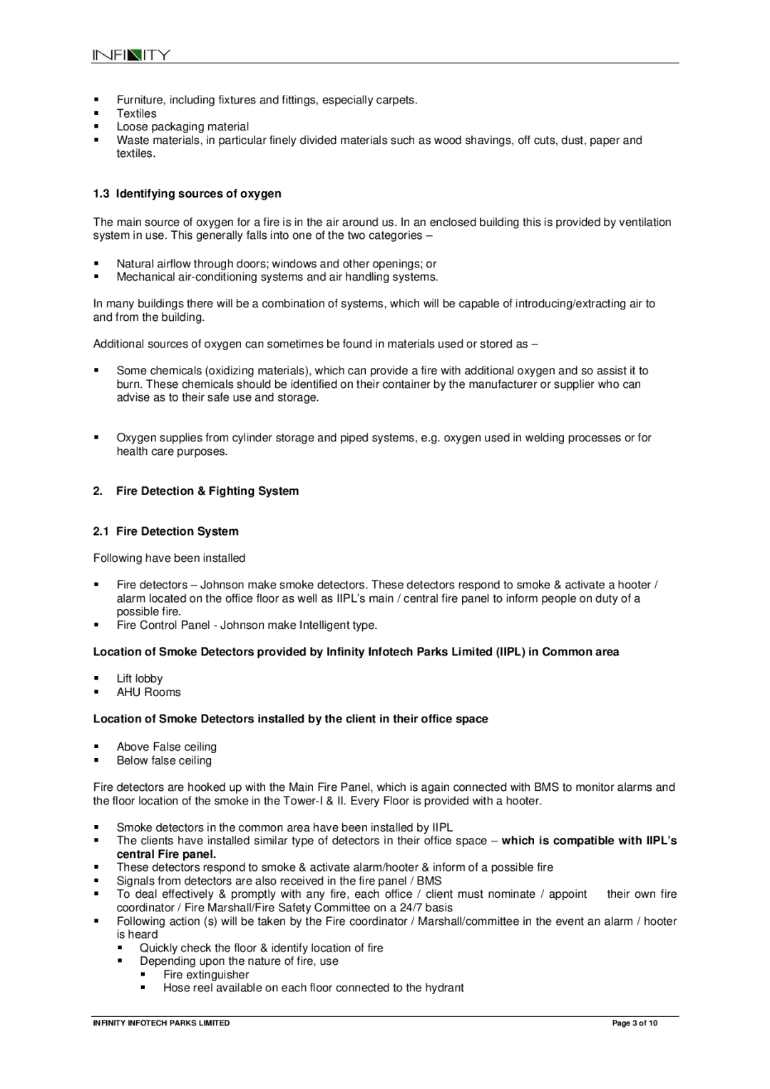 Magma 1 manual Identifying sources of oxygen, Fire Detection & Fighting System Fire Detection System 