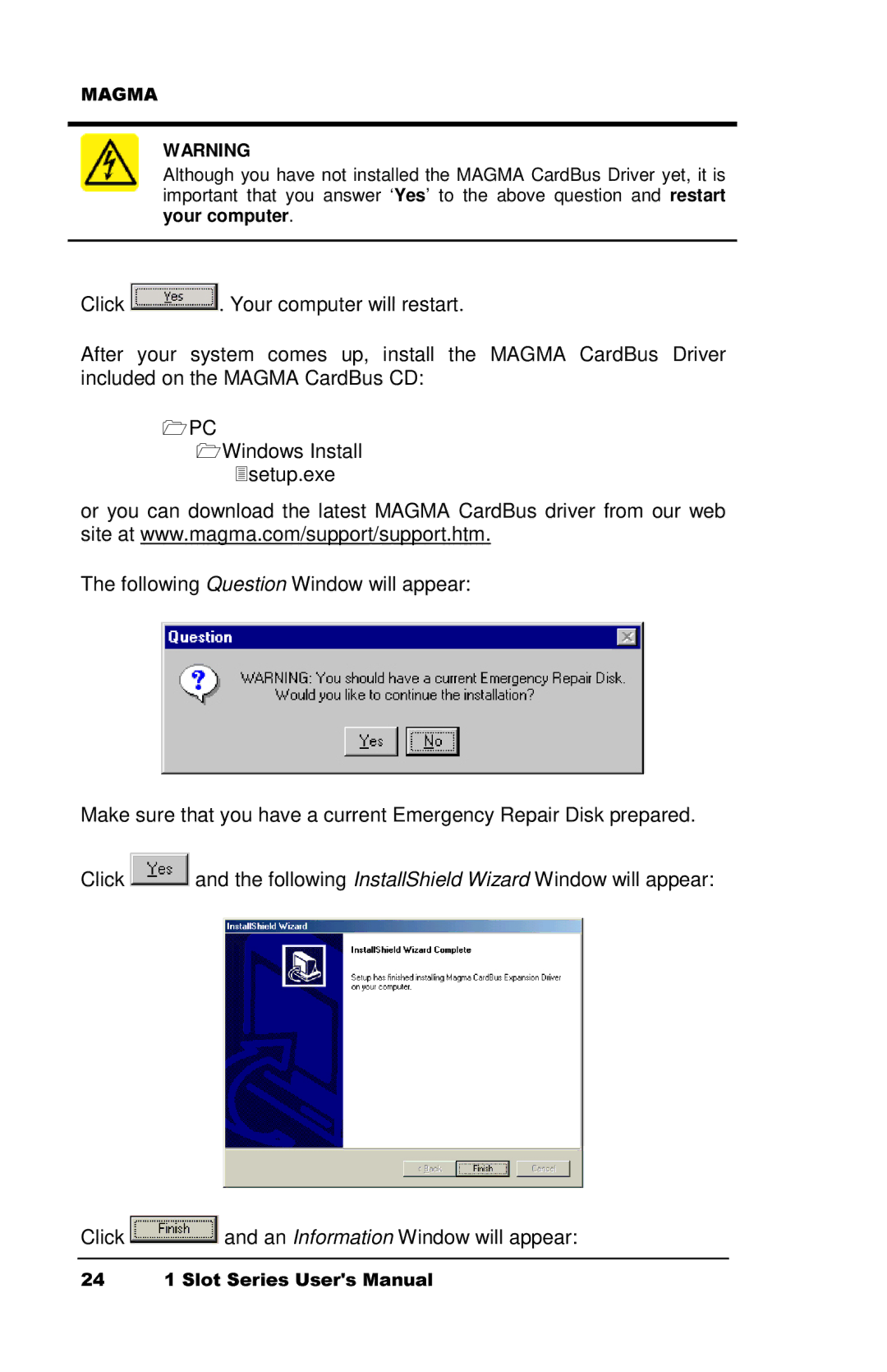 Magma CB1F manual PC Windows Install 