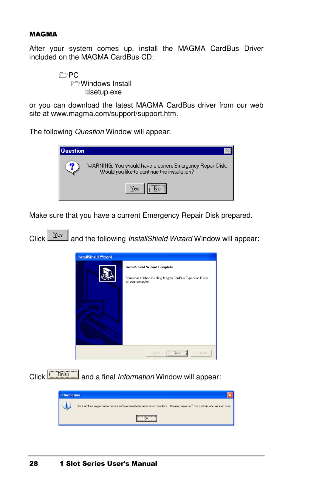 Magma CB1F manual PC Windows Install 