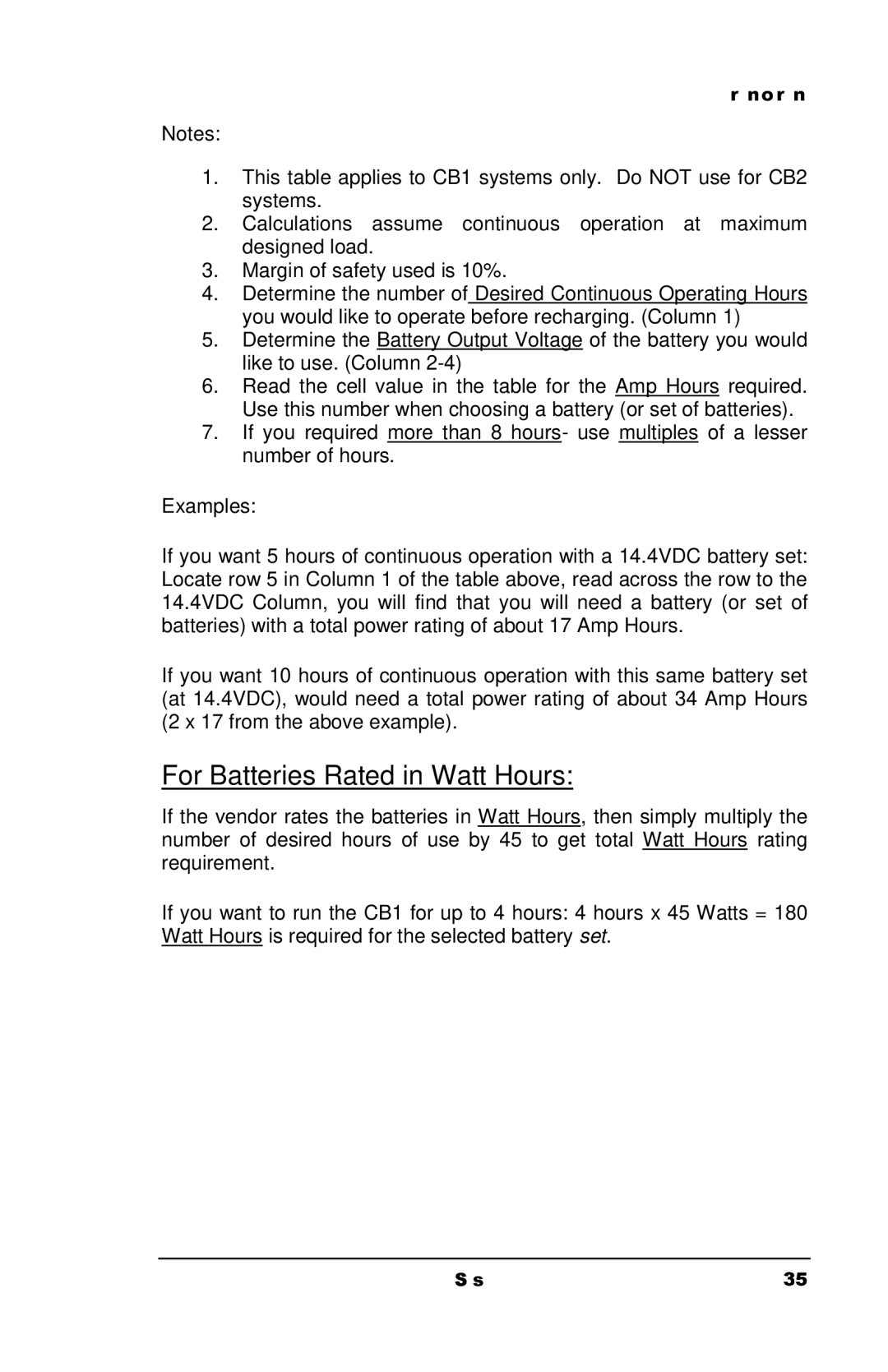 Magma CB1F manual For Batteries Rated in Watt Hours 