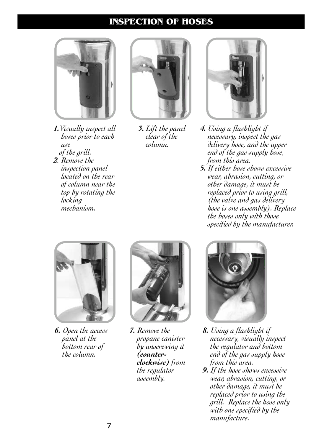 Magma DM10-016LP owner manual Inspection of Hoses, Counter, Clockwise from 