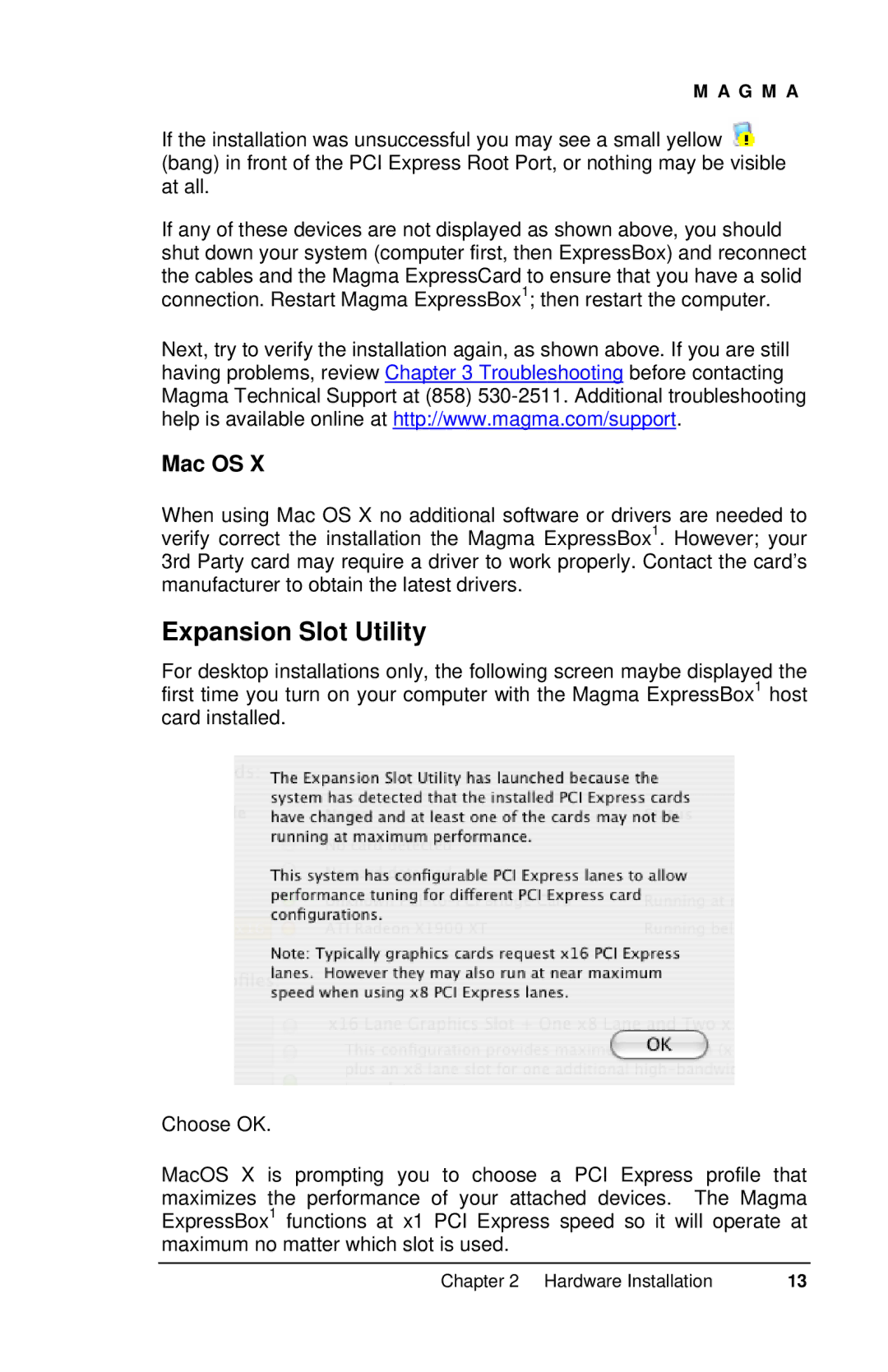 Magma EB1H, EB1F manual Expansion Slot Utility, Mac OS 