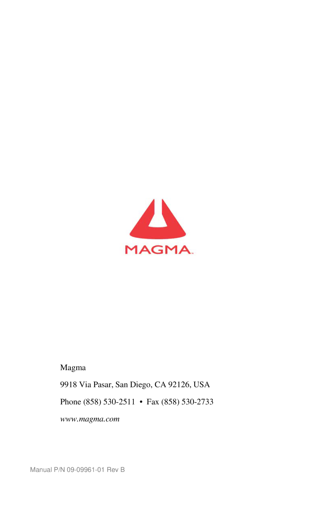 Magma EB1F, EB1H manual Manual P/N 09-09961-01 Rev B 