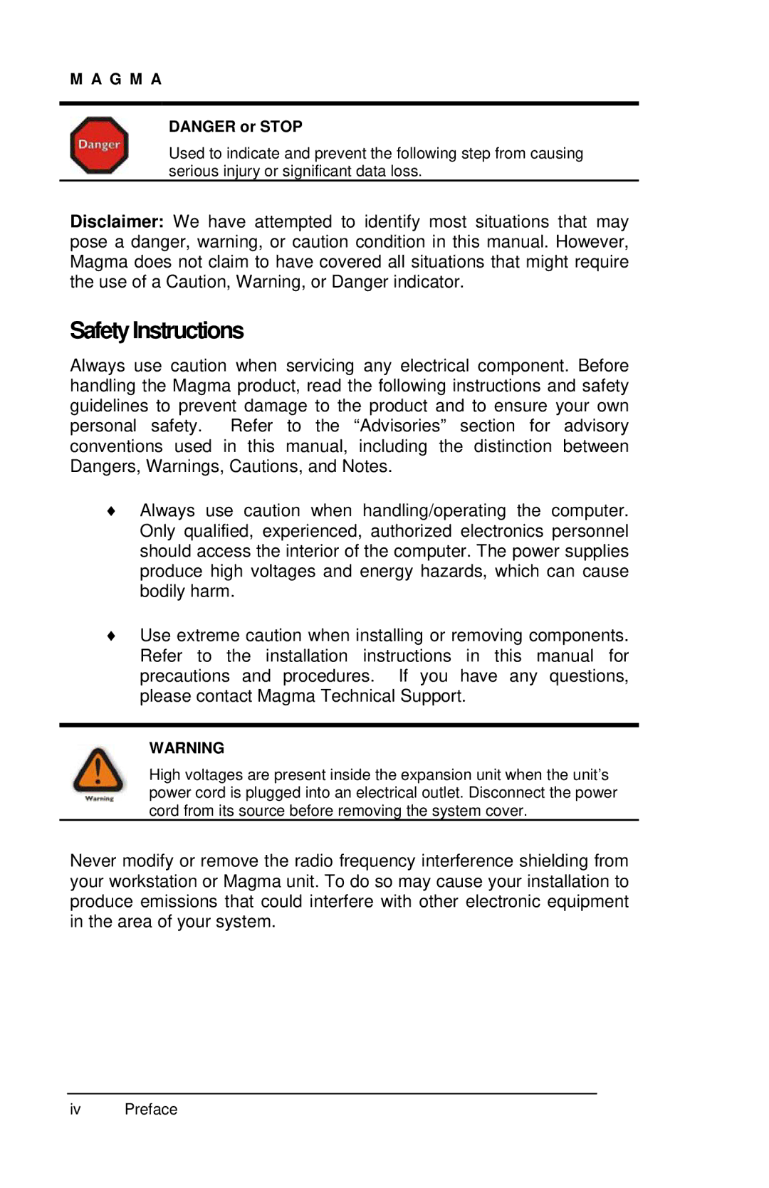 Magma EB1F, EB1H manual SafetyInstructions 