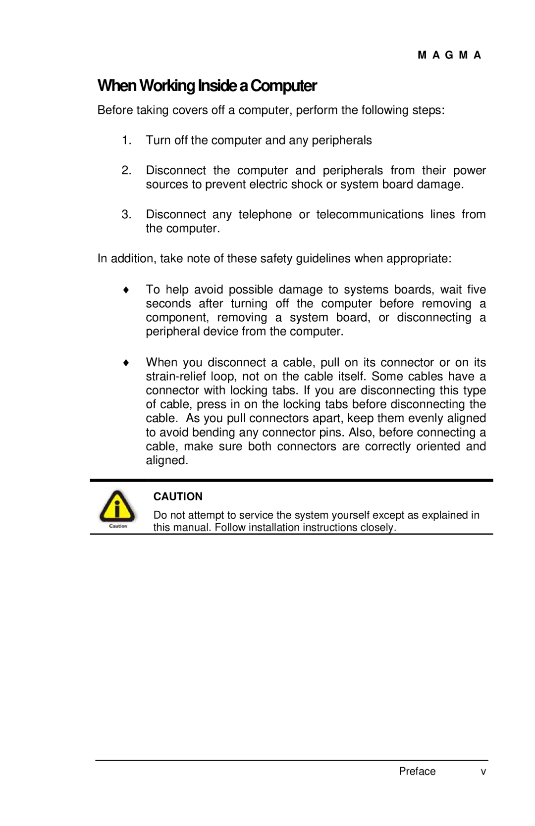 Magma EB1H, EB1F manual WhenWorkingInsideaComputer 