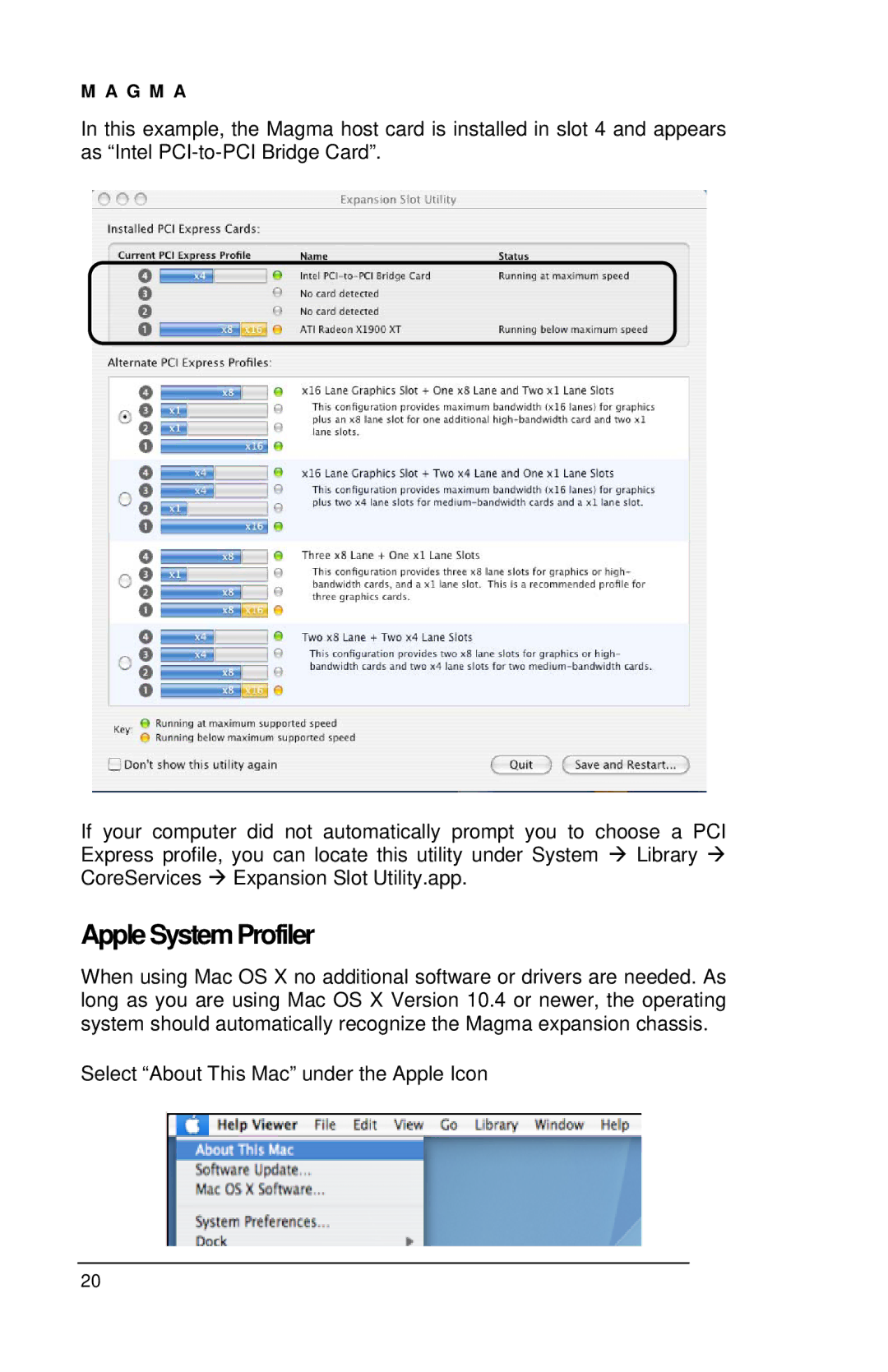 Magma EB2R user manual Apple System Profiler 