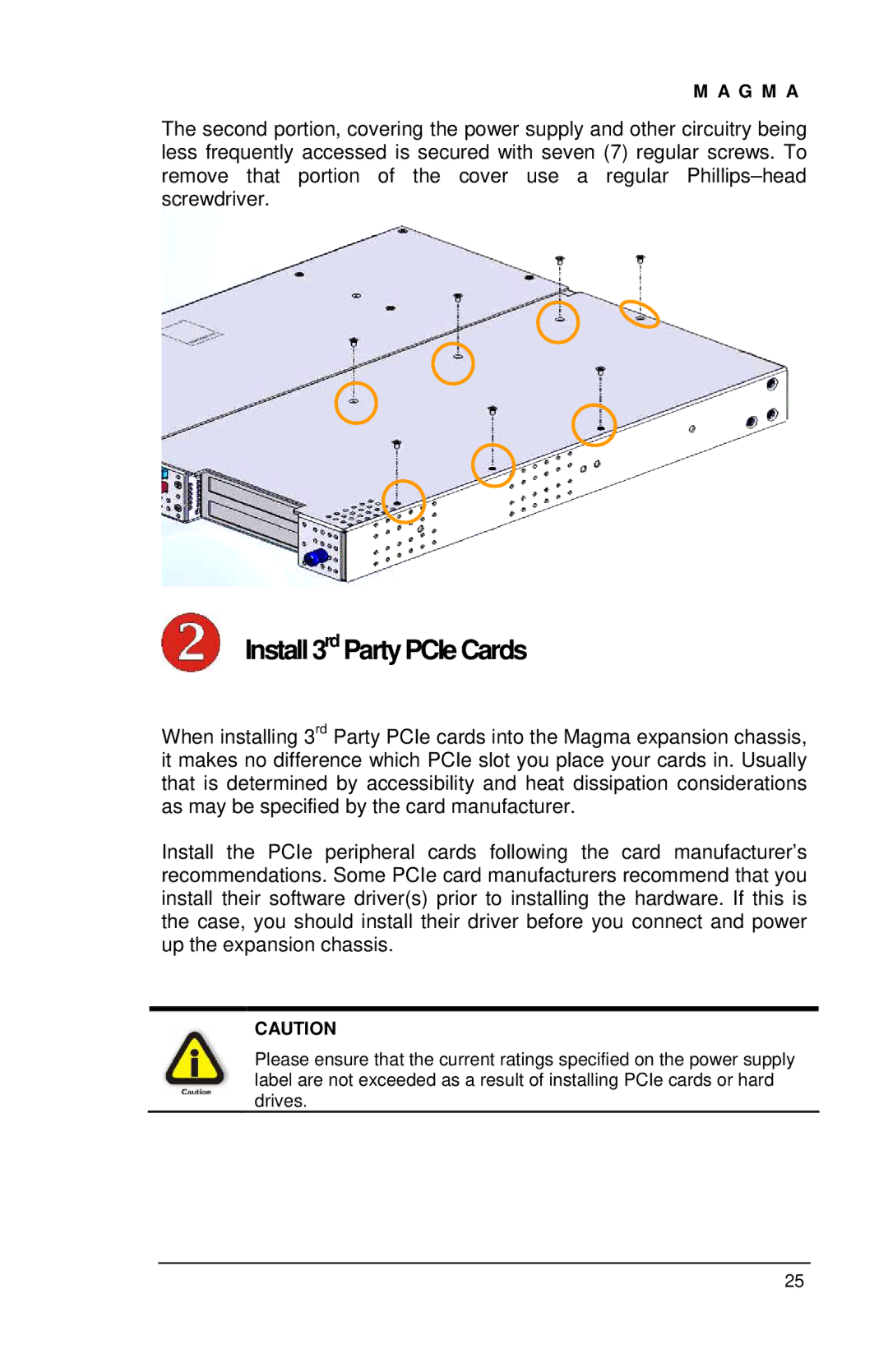 Magma EB2R user manual Install 3rd PartyPCIe Cards 