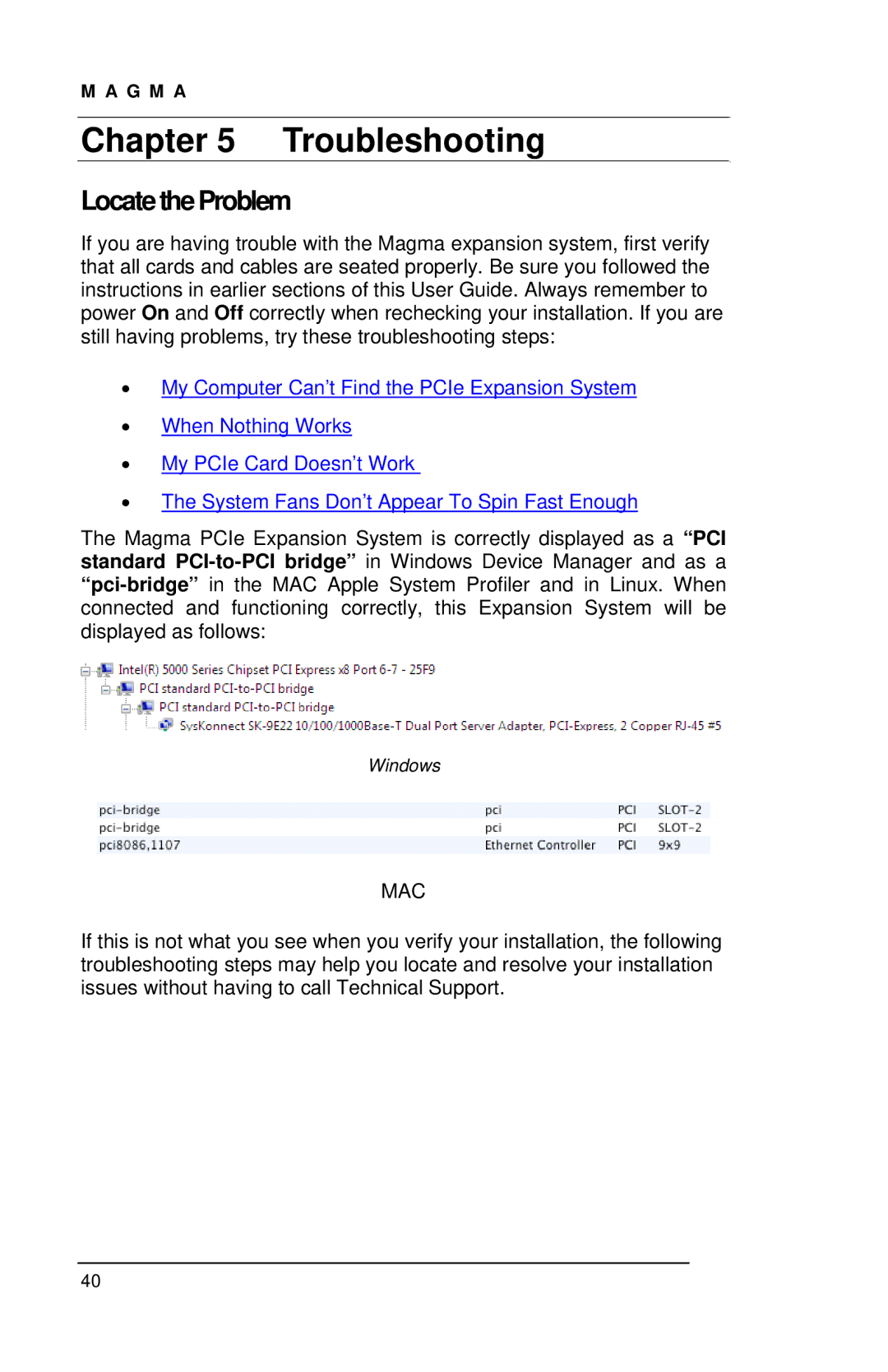 Magma EB2R user manual Troubleshooting, LocatetheProblem 