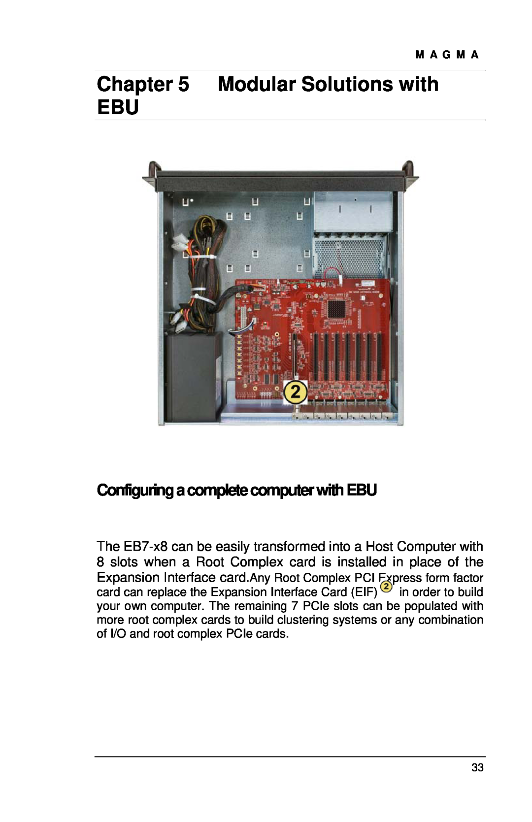 Magma EB7R-x8, EB7-x8 user manual Modular Solutions with EBU, Configuring a complete computer withEBU 