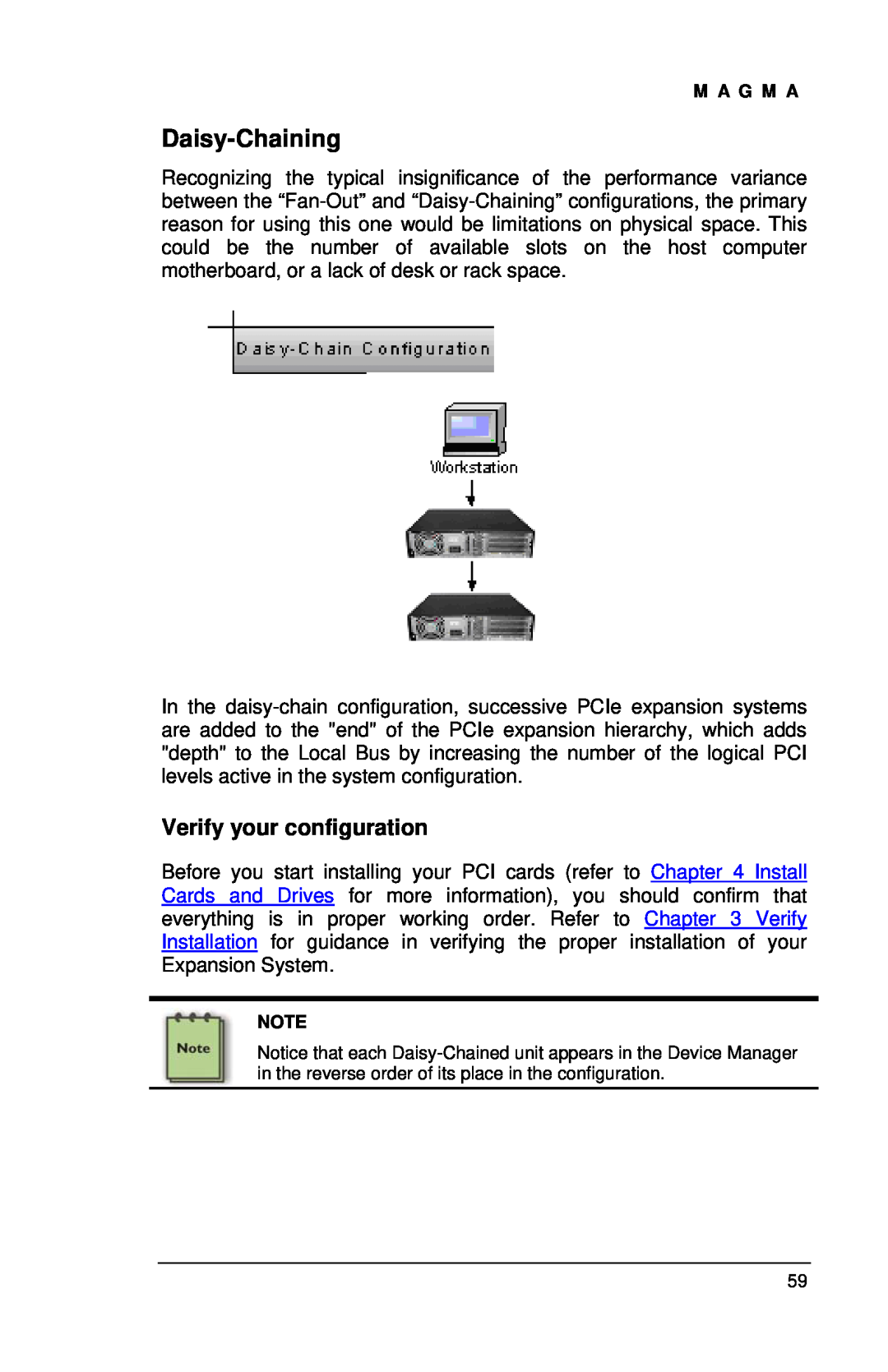 Magma EB7R-x8, EBU, EB7-x8 user manual Daisy-Chaining, Verify your configuration 