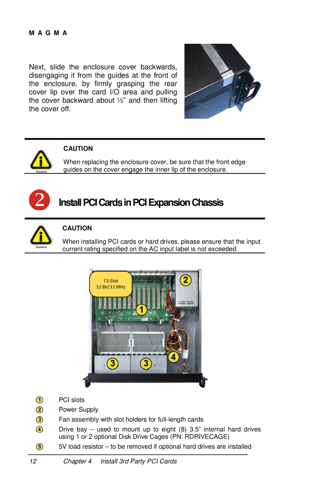 Magma P13RR manual InstallPCICardsinPCIExpansionChassis 