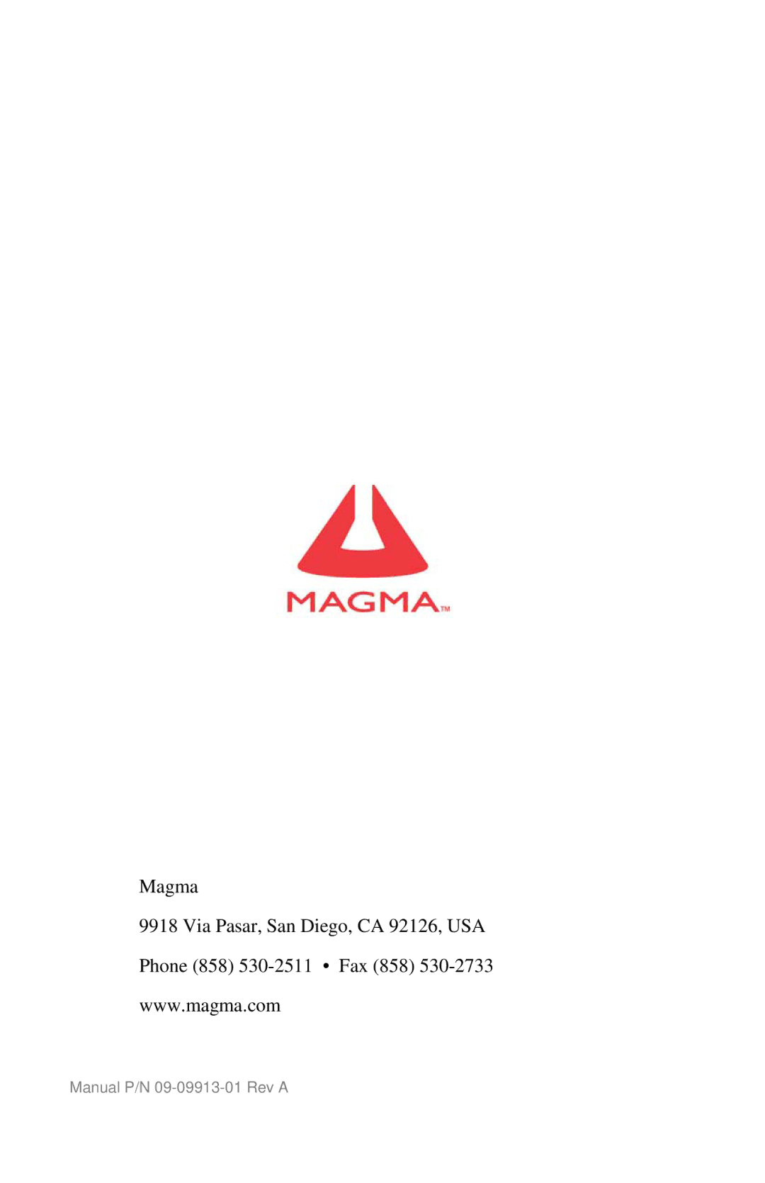 Magma P13RR manual Manual P/N 09-09913-01 Rev a 