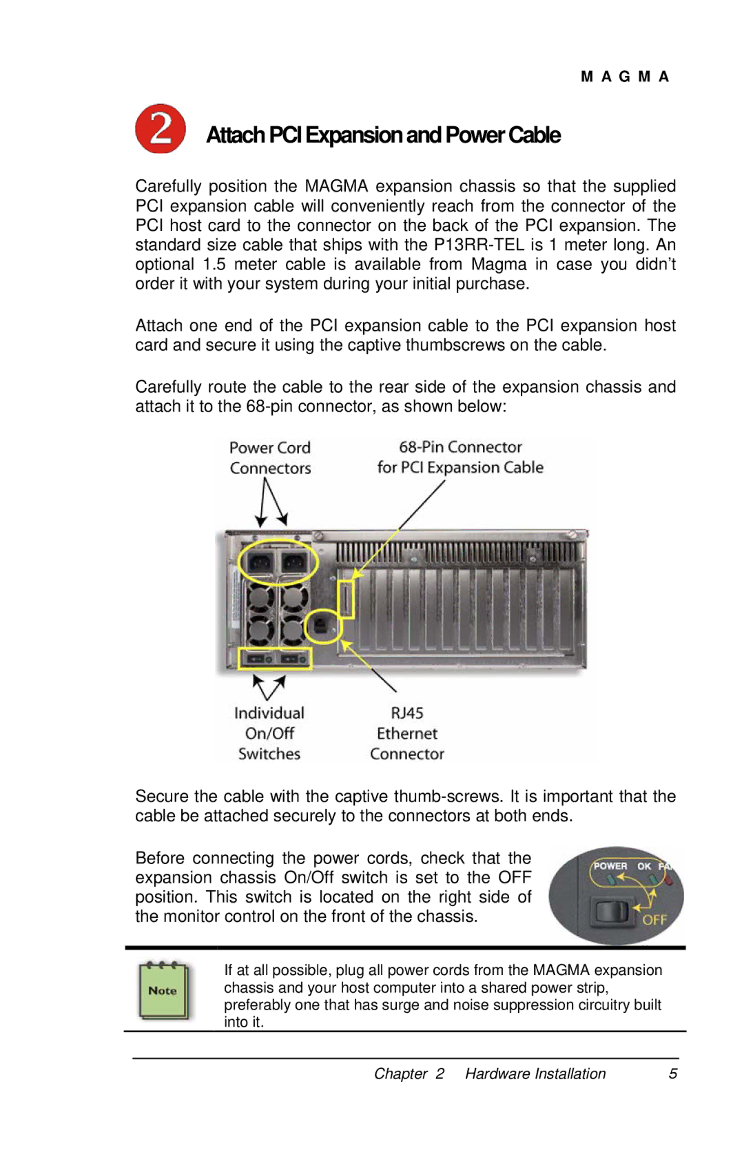 Magma P13RR-TEL user manual AttachPCIExpansionandPowerCable 