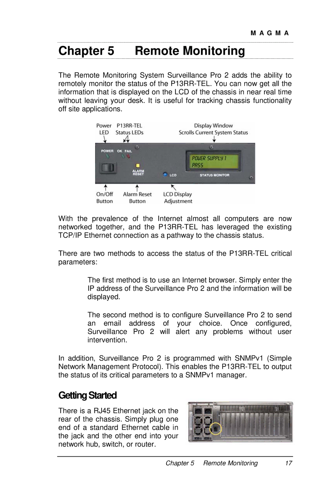 Magma P13RR-TEL user manual Remote Monitoring, Getting Started 